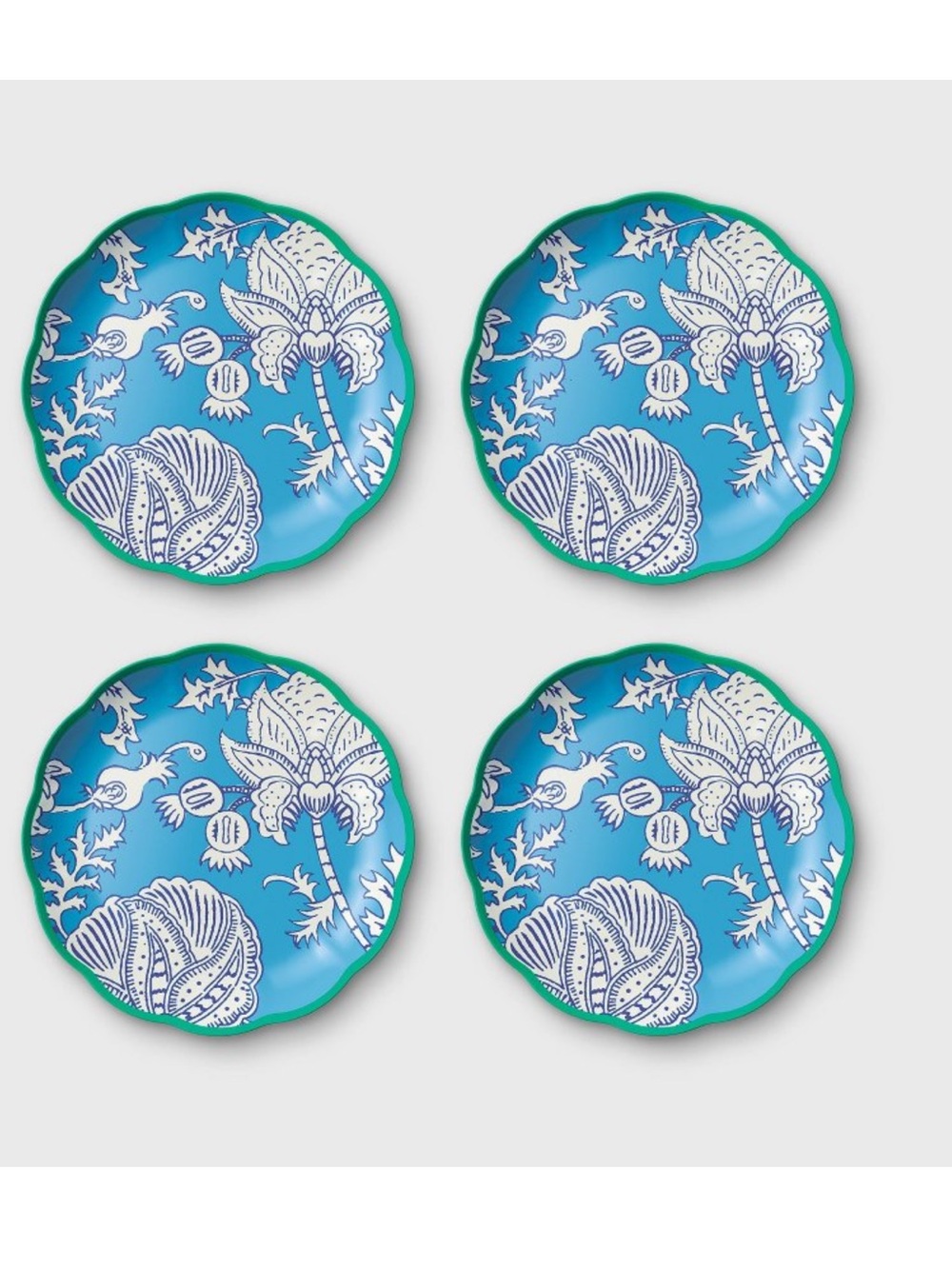 4pc Floral Vines Melamine Dinner Plates Blue - Roller Rabbit × Target
